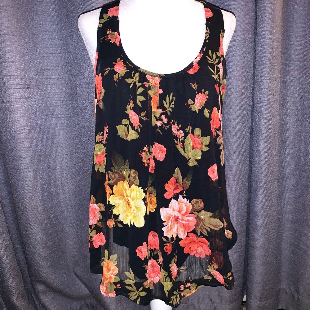 Black Floral Tank